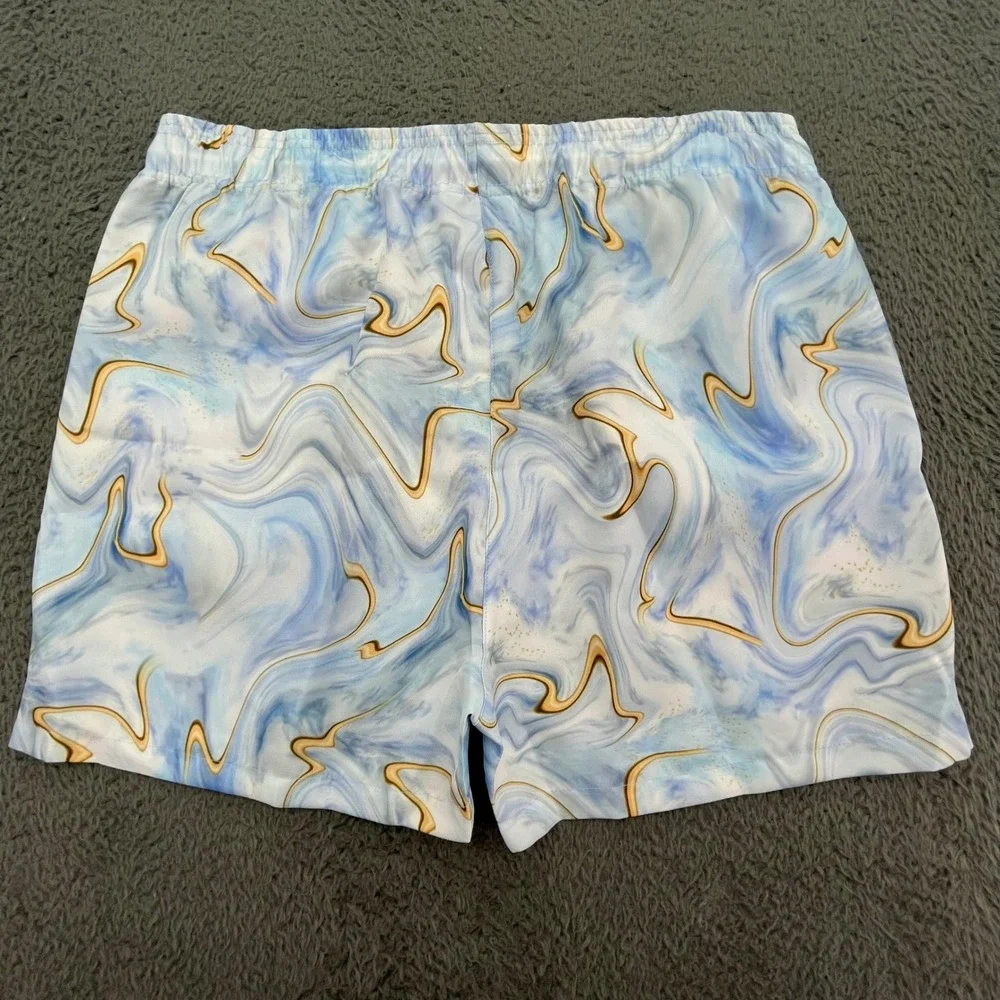 Walter Mitty‎ Men's Swim Trunks Shorts Blue Marble Waist Drawstring Size 34